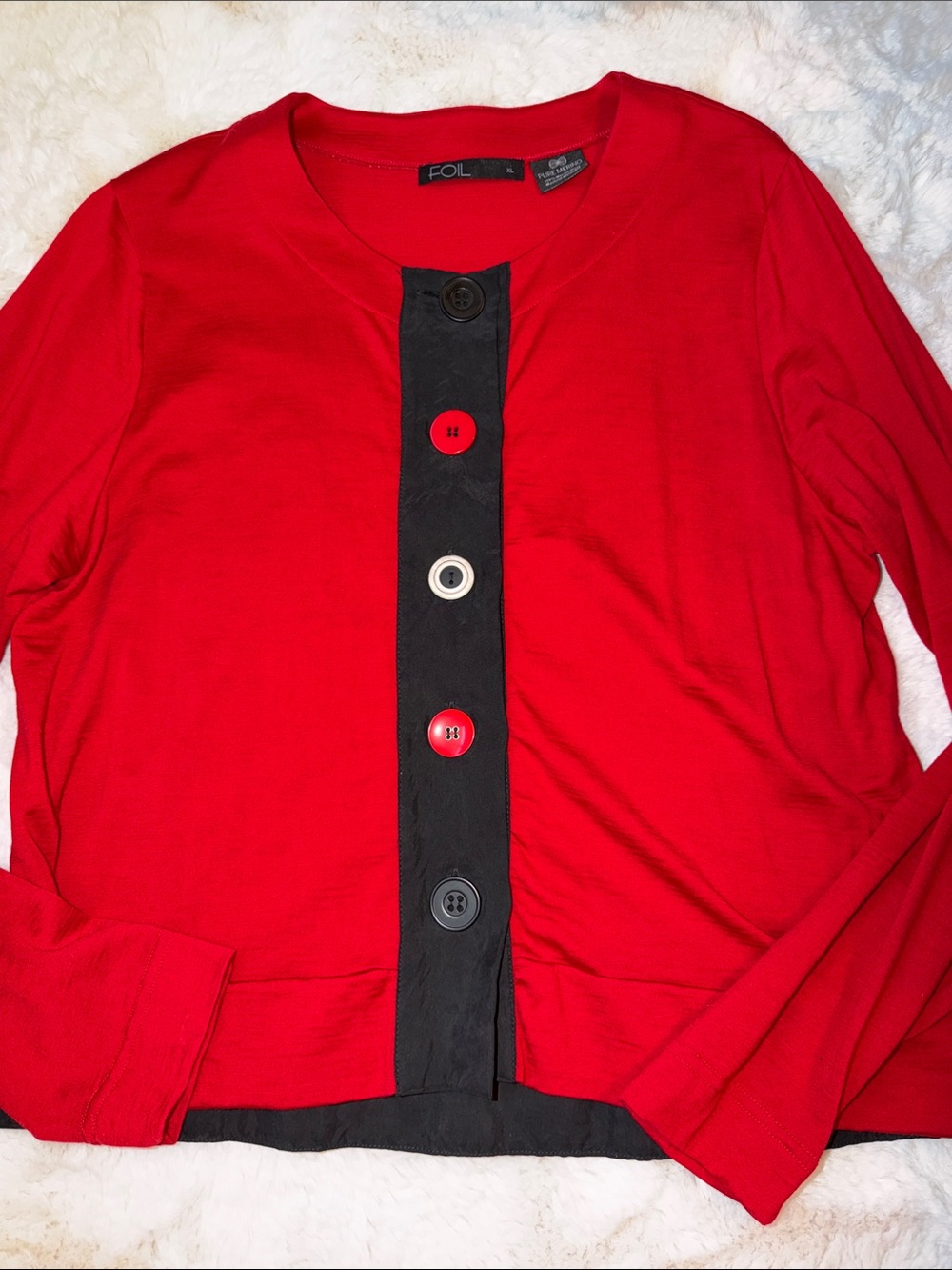 FOIL Merino Wool Big Button Cardigan Sz XL
